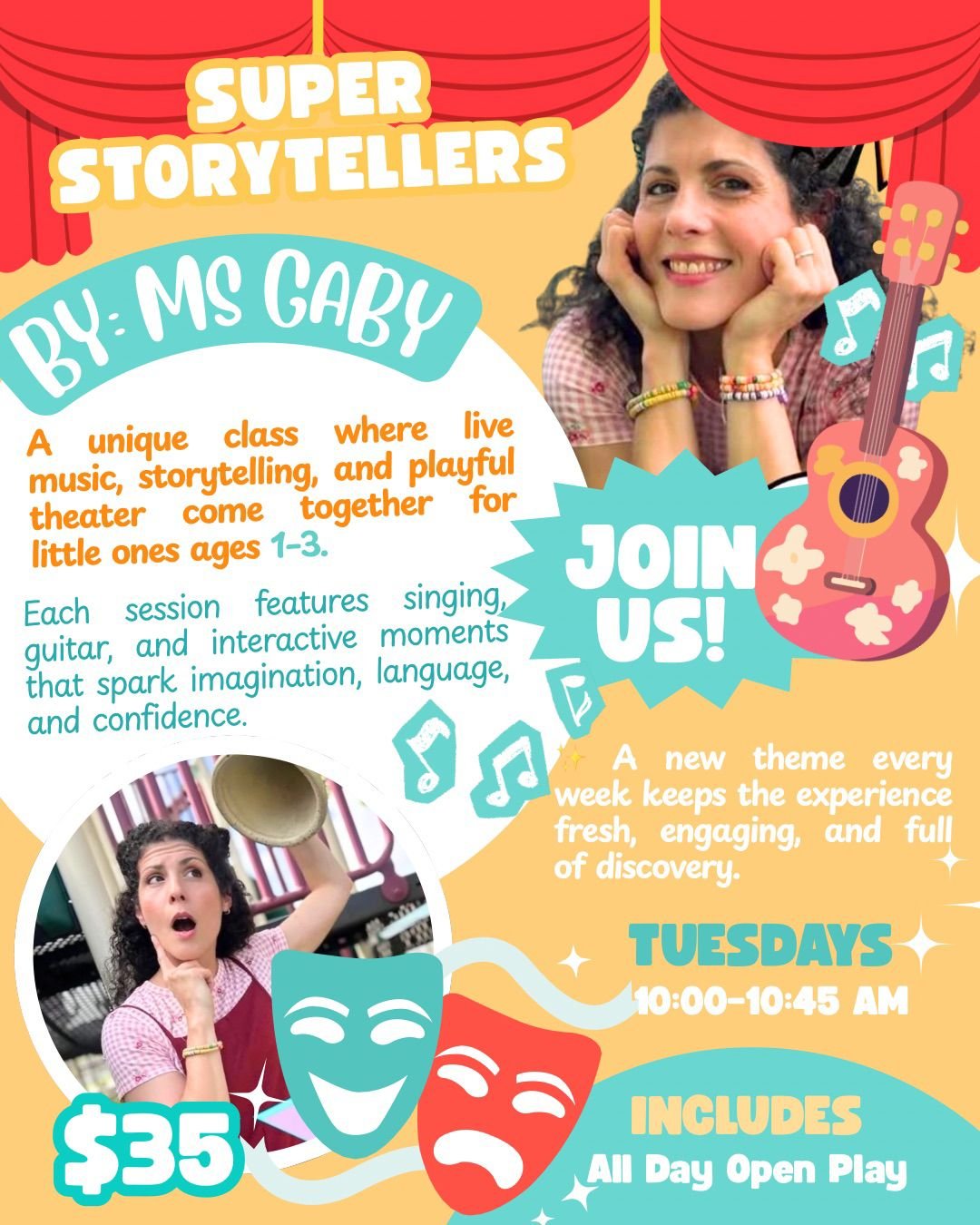 Super Storytellers class with Ms Gaby - toddler music, storytelling and theater at Kids Hideout Fort Lauderdale indoor playground