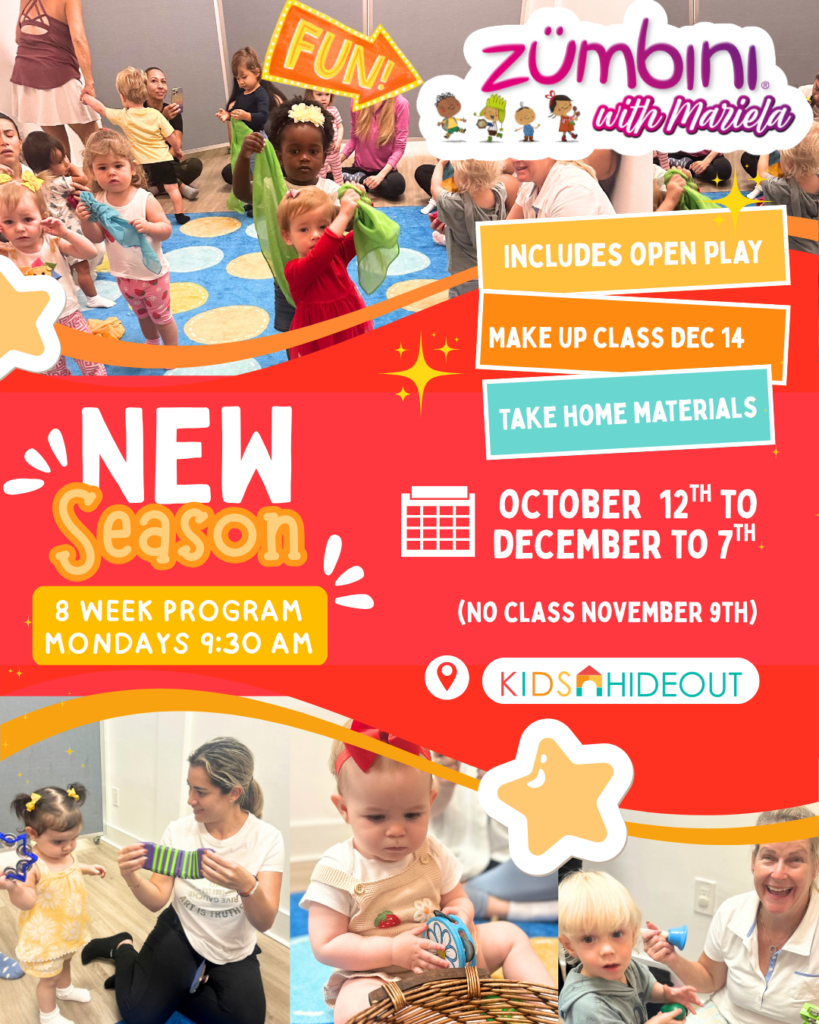 Zumbini New Season at Kids Hideout Fort Lauderdale — 8-week program, Mondays 9:30 AM, Oct 12 to Dec 7